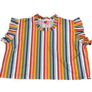 The Tiny Tassel Rainbow Striped 100% Cotton Tee Shirt Top Women’s 3XL Plus Size